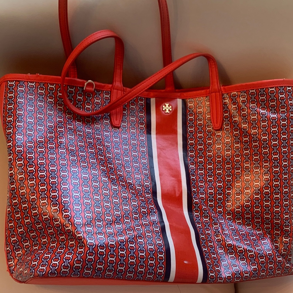 Stylish Orange Tory Burch Tote Bag